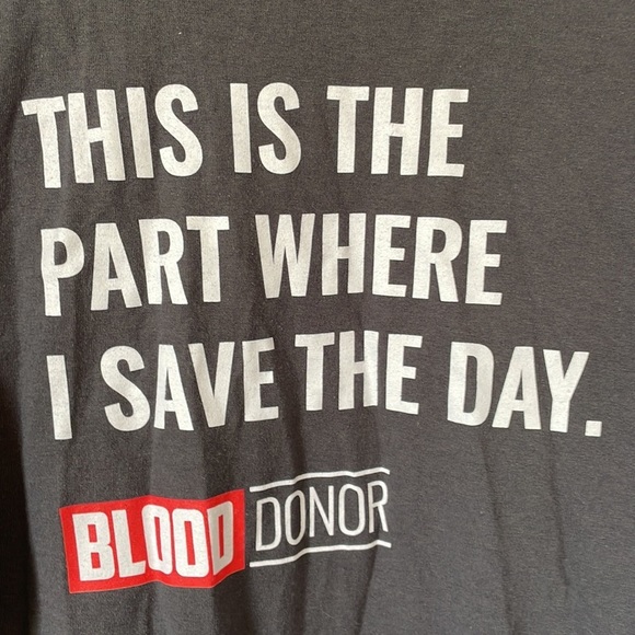 long sleeve grey “ this is the part where I save the day” blood donation t shirt - Picture 3 of 16